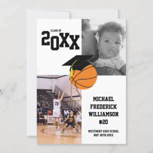 Basketball Abschluss Sportschwarz und Weiß Einladung