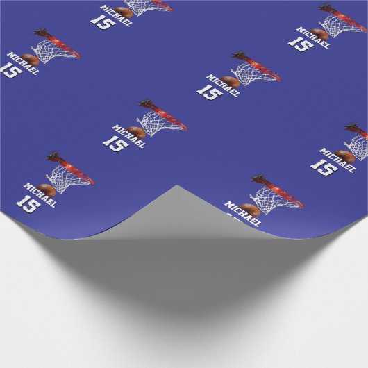 Basketball Add Your Name & Number Pop Art Geschenkpapier (Ecke)
