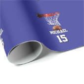 Basketball Add Your Name & Number Pop Art Geschenkpapier (Rolleneckpunkt)