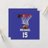 Basketball Add Your Name & Number Pop Art Karte (Vorderseite/Rückseite Beispiel)