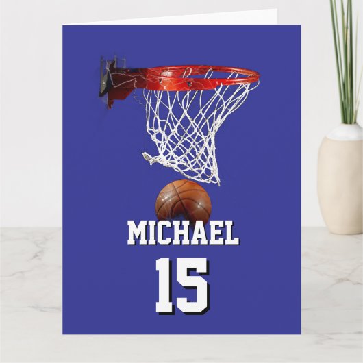 Basketball Add Your Name & Number Pop Art Karte (Vorderseite)