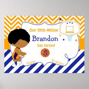 Basketball Afrikanischer Junge Geburtstag Poster