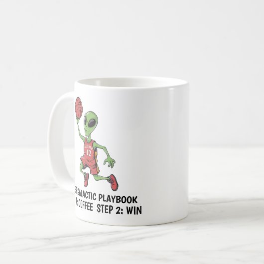 Basketball-Alien Kaffeetasse (Vorderseite Links)