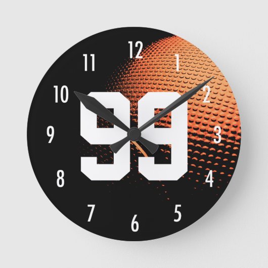 Basketball All Star Custom Number Sport Theme Runde Wanduhr (Vorderseite)