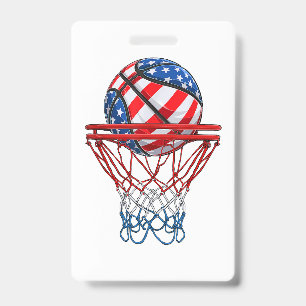 Basketball American Patriotic 4. Juli US-Flagge Ausweis