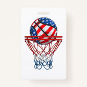 Basketball American Patriotic 4. Juli US-Flagge Ausweis (Rückseite)