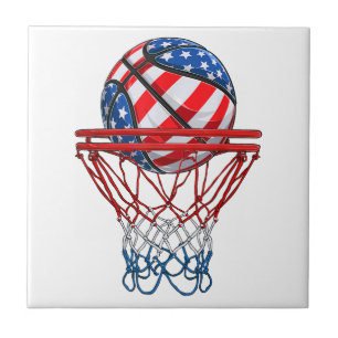 Basketball American Patriotic 4. Juli US-Flagge Fliese