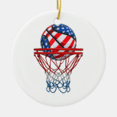 Basketball American Patriotic 4. Juli US-Flagge Keramik Ornament (Vorne)