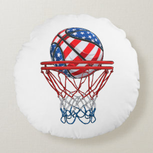 Basketball Amerikanisch Patriotisch 4. Juli US-Fla Rundes Kissen