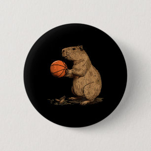 Basketball Animal Art Basketball Lover Capybara Dr Button