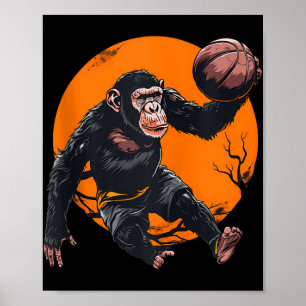 Basketball Animal Art Basketball Lover Monkey Geze Poster