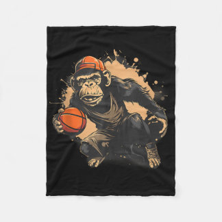 Basketball Animal Art Nature Basketball Hoop Monke Fleecedecke