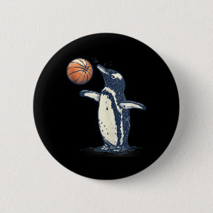 Basketball Animal Art Pinguin Basketball Lover Dra Button