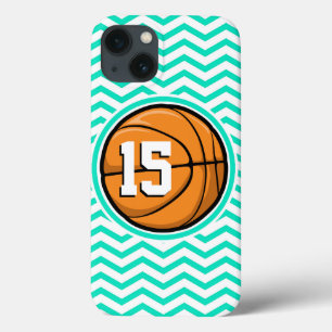 Basketball; Aqua Green Zickzack iPhone 13 Hülle