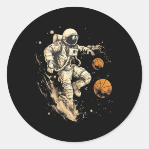 Basketball Artwork Astronaut Ball Player Splash D Runder Aufkleber