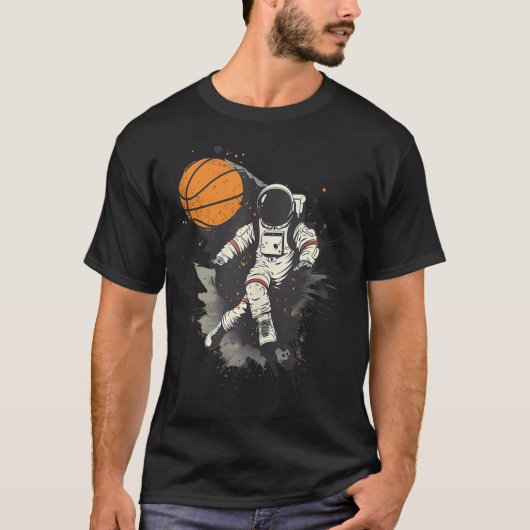 Basketball Artwork Astronaut Zeichne Basketball Pl T-Shirt (Vorderseite)