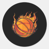 Basketball Artwork Basketball Lover Flaming Hot Dr Runder Aufkleber (Vorderseite)