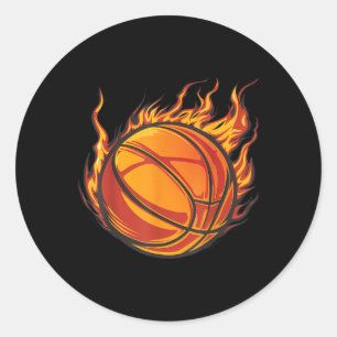 Basketball Artwork Basketball Lover Flaming Hot Dr Runder Aufkleber