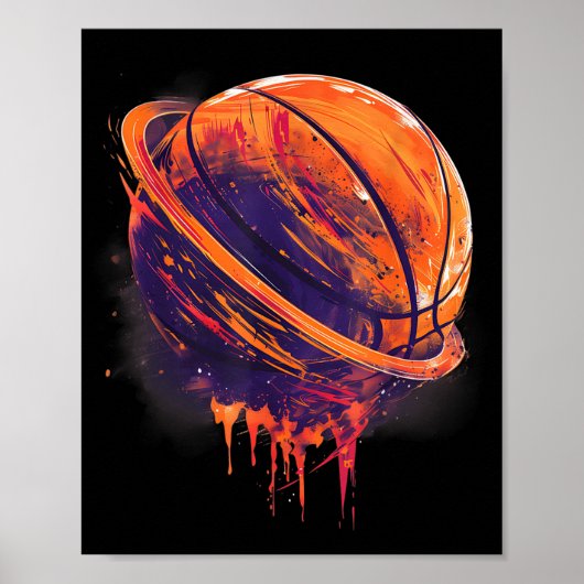 Basketball Artwork Basketball Lover Planet Waterla Poster (Vorne)