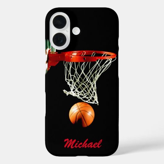 Basketball Artwork Ihr Name Schwarz-weiß Red Case-Mate iPhone Hülle (Rückseite)