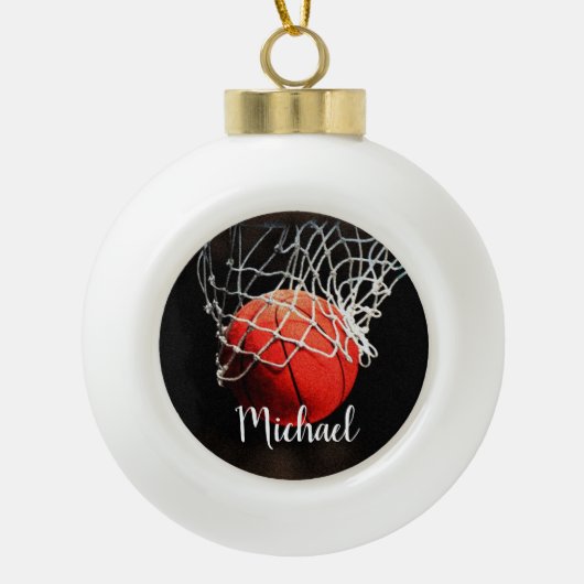 Basketball Artwork Ihren Namen individuell Keramik Kugel-Ornament (Vorderseite)