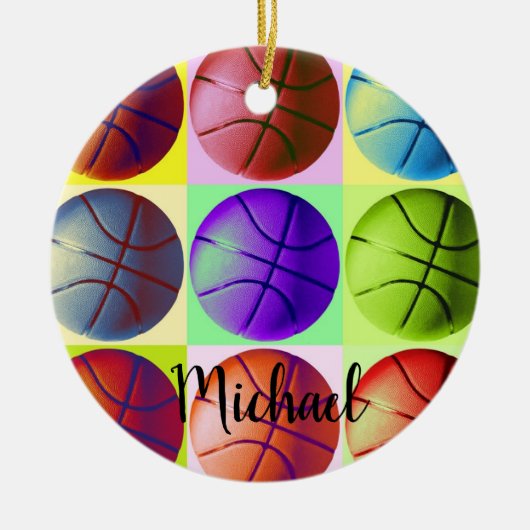 Basketball Artwork Ihren Namen individuell Keramik Ornament (Vorne)