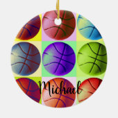 Basketball Artwork Ihren Namen individuell Keramik Ornament (Hinten)