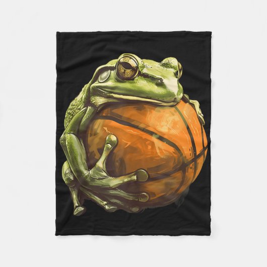 Basketball Artwork Zeichnend Frosch Basketball Hoo Fleecedecke (Vorderseite)