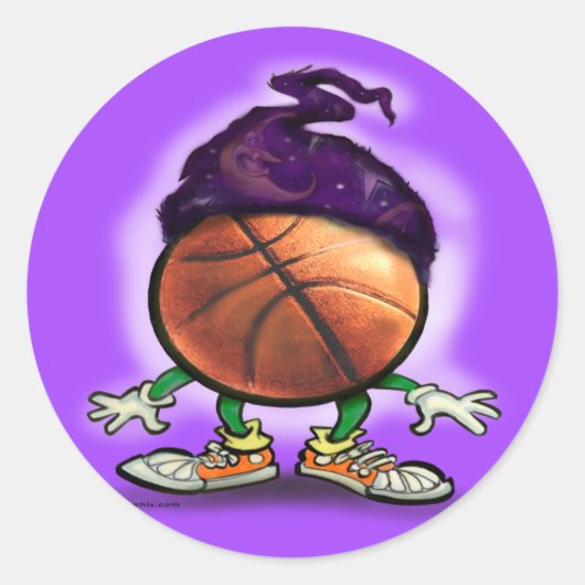 Basketball-Assistent Runder Aufkleber (Vorderseite)