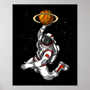 Basketball Astronaut Weltraumplanet Kosmic Poster