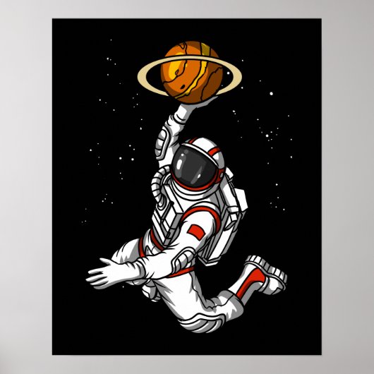Basketball Astronaut Weltraumplanet Kosmic Poster (Vorne)