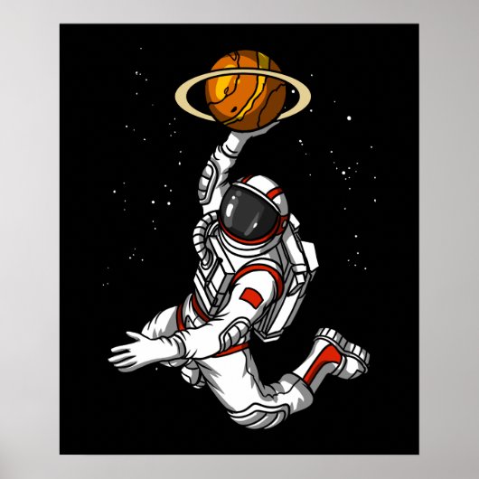 Basketball Astronaut Weltraumplanet Kosmic Poster (Vorne)