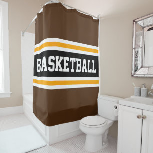 BASKETBALL Athletic Brown Black Yellow Strips Duschvorhang