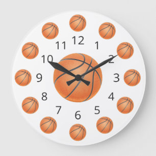 Basketball Atom Clock with Numbers Große Wanduhr