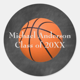 Basketball auf der Tafel - Abschluss-Aufkleber Runder Aufkleber