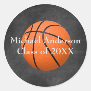 Basketball auf der Tafel - Abschluss-Aufkleber Runder Aufkleber