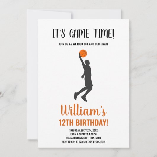 Basketball auf Hand Einladungen zum Geburtstag (Vorderseite)