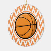 Basketball auf Orange und Weiß Zickzack Keramikornament (Links)