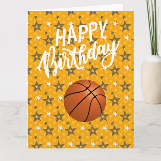 Basketball auf Stars Glückwunsch zum Geburtstag Sp Karte (Vorderseite)