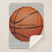 Basketball auf Streifen Design Sherpa Blankon Sherpadecke (Vorderseite)