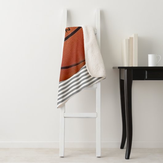 Basketball auf Streifen Design Sherpa Blankon Sherpadecke (Beispiel)