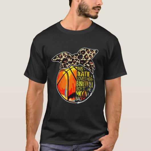 Basketball Auntie Vintage Leopard Messy Bun T-Shirt (Vorderseite)