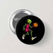 Basketball Außerirdische Langschläfchen Button (Vorne & Hinten)
