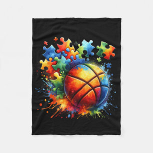 Basketball Autismus Bewusstsein Farbenfrohe Regenb Fleecedecke