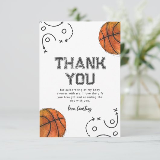 Basketball Baby Dusche Danke Karten (Stehend Vorderseite)