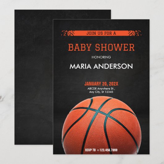 Basketball-Baby-Dusche Einladung (Vorne/Hinten)