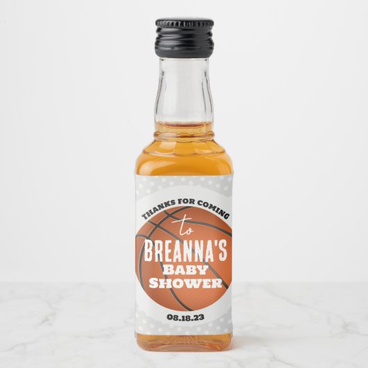 Basketball Baby Dusche Party Alkoholflaschenetikett (Vorderseite)