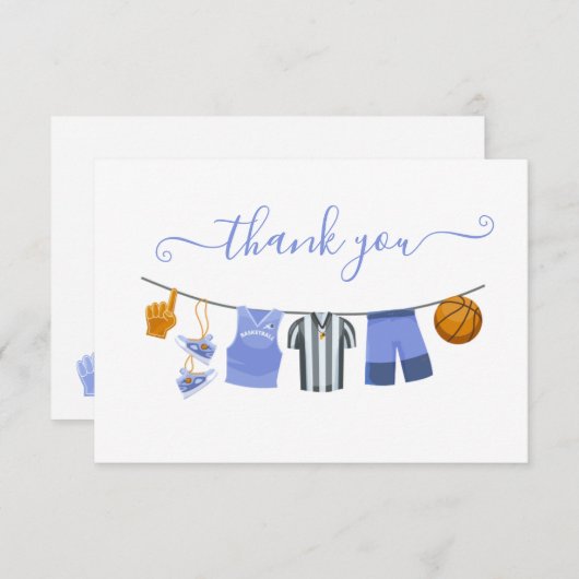 Basketball Baby Dusche Wäscheleine Danke Notiz Einladung (Vorne/Hinten)