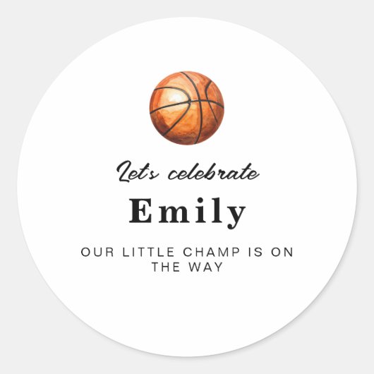 Basketball Baby Shower Stickers (Vorderseite)