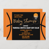 BASKETBALL BABY SHOWER Typografie Party Einladung (Vorne/Hinten)